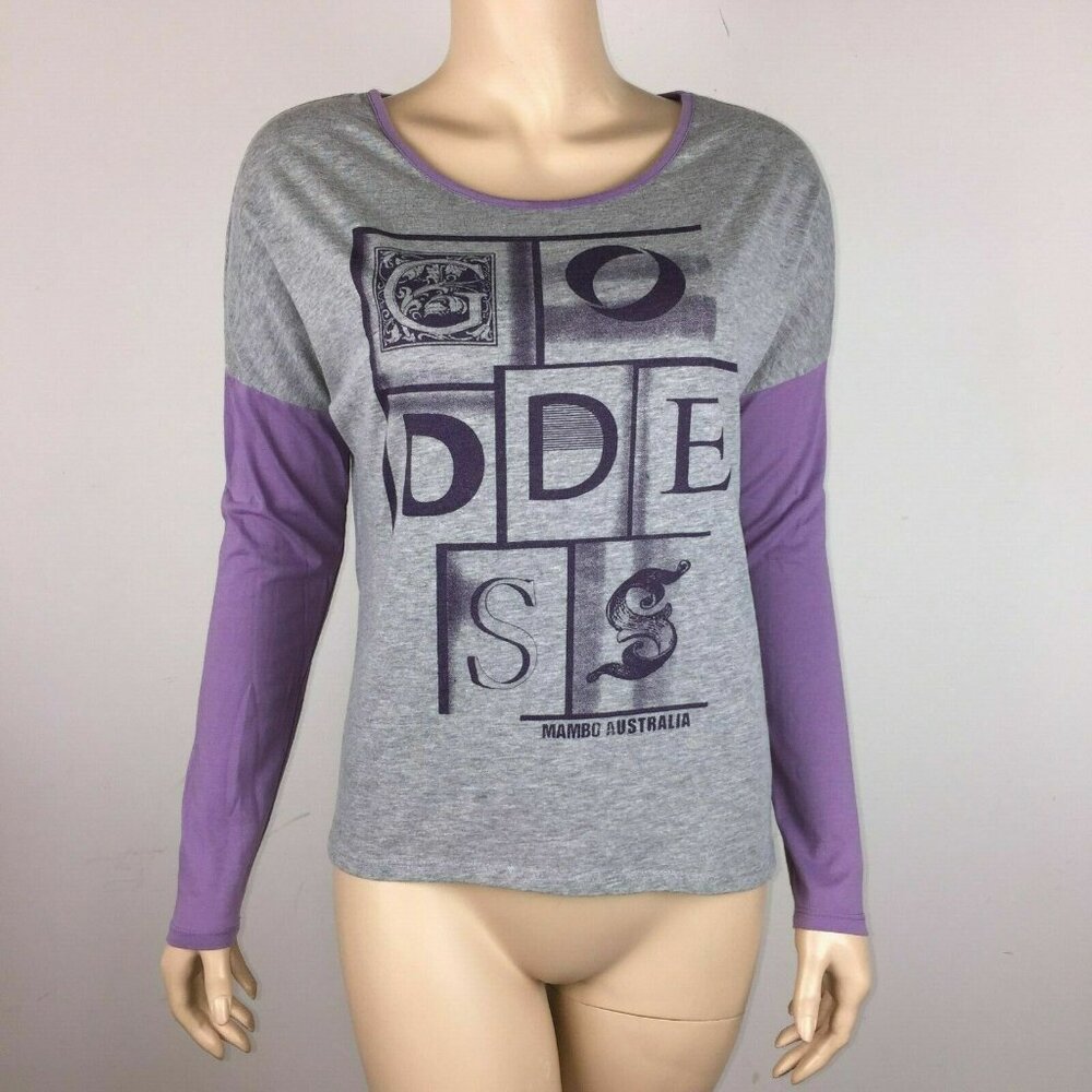 Mambo Australia T-Shirt Womens M Goddess Graphic Long Sleeves Streetwear Y2K
